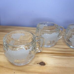 Vintage Nestle Nescafe 1970s Glass World Globe Mugs - Set of 4